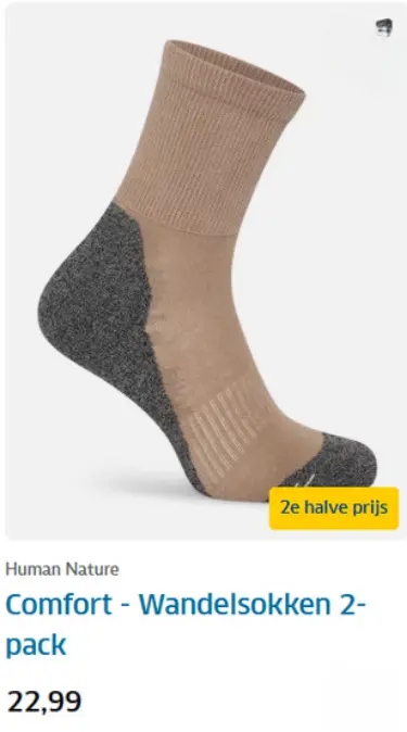 Aanbieding: Human Nature Comfort - Wandelsokken 2-pack