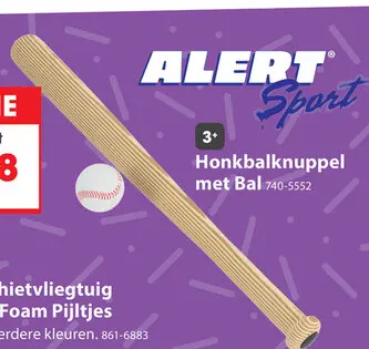 Aanbieding: Honkbalknuppel met bal