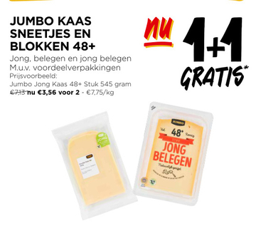 Aanbieding: JUMBO KAAS SNEETJES EN BLOKKEN 48+