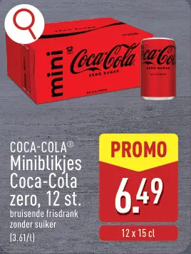 Aanbieding: Miniblikjes Coca-Cola zero, 12 st.