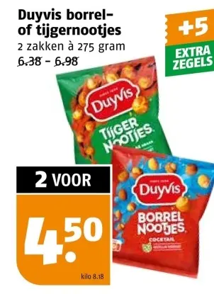Aanbieding: Duyvis borrel- of tijgernootjes