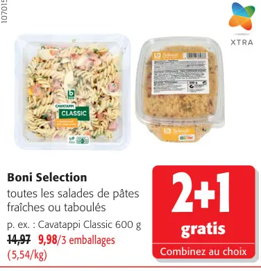 Offre: Boni Selection toutes les salades de pâtes fraîches