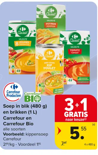 Promotie: Soep in blik en brikken