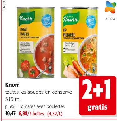 Offre: toutes les soupes en conserve