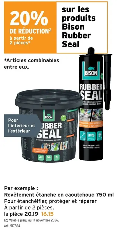 Offre: Revêtement étanche en caoutchouc 750 ml