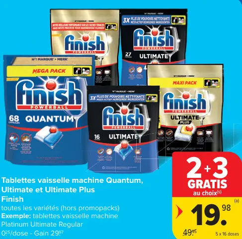 Offre: Tablettes vaisselle machine Quantum, Ultimate et Ultimate Plus