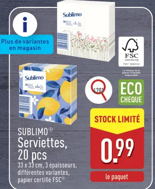 Offre: Serviettes