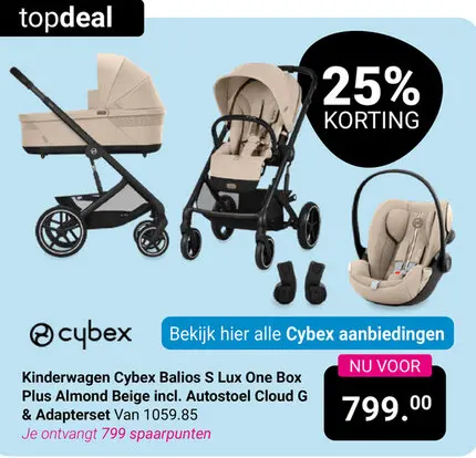 Aanbieding: Kinderwagen Cybex Balios S Lux One Box Plus Almond Beige