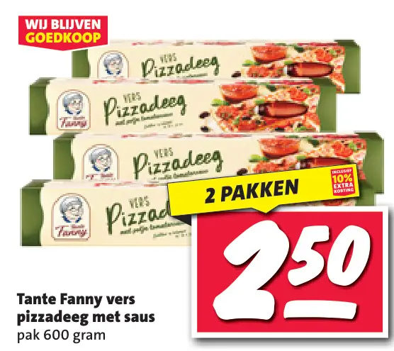Aanbieding: vers pizzadeeg met saus