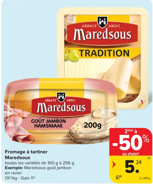 Offre: Fromage à tartiner Maredsous