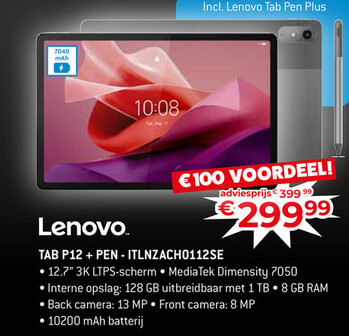 Aanbieding: Lenovo TAB P12 + PEN-ITLNZACH0112SE