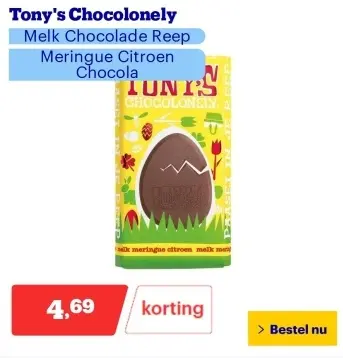 Aanbieding: Tony's Chocolonely Melk Chocolade Reep Mering