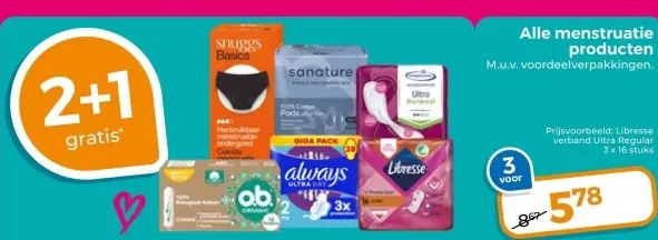 Aanbieding: Alle menstruatie producten
