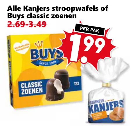 Aanbieding: Alle Kanjers stroopwafels of Buys classic zoenen