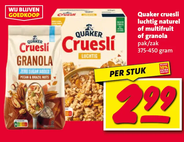 Aanbieding: Cruesli luchtig naturel of multifruit of granola