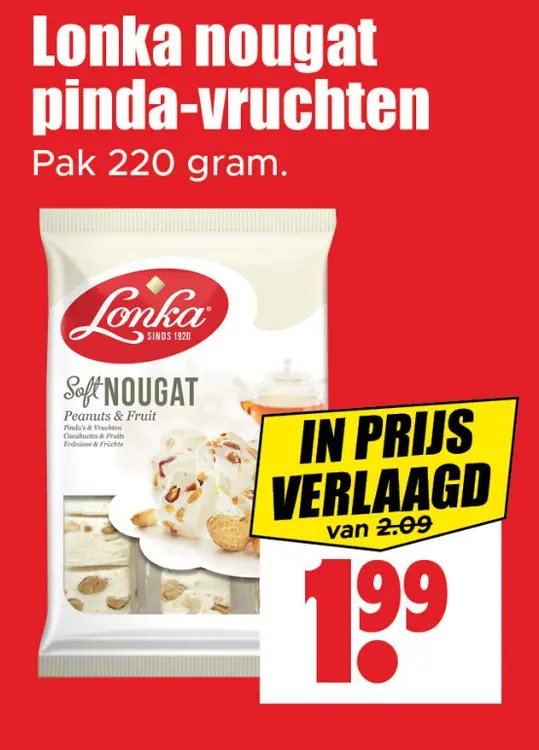Aanbieding: Lonka nougat pinda-vruchten