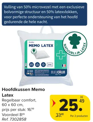 Promotie: Hoofdkussen Memo Latex