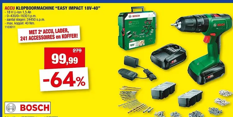 Promotie: Accu klopboormachine "easy impact 18v-40"