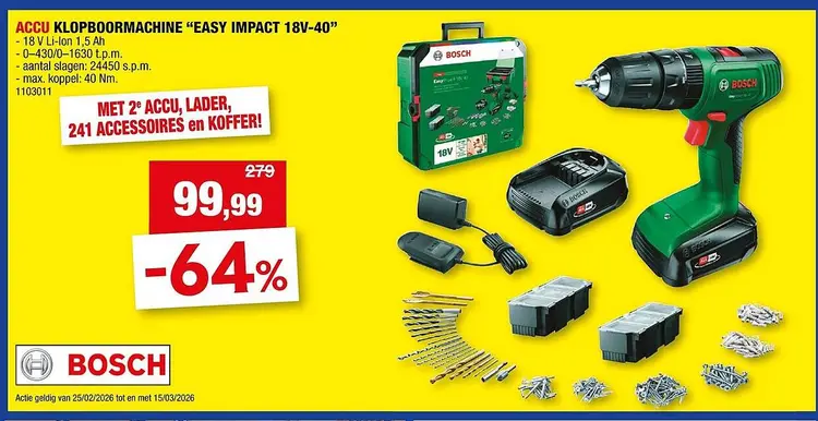 Promotie: Accu klopboormachine "easy impact 18v-40"