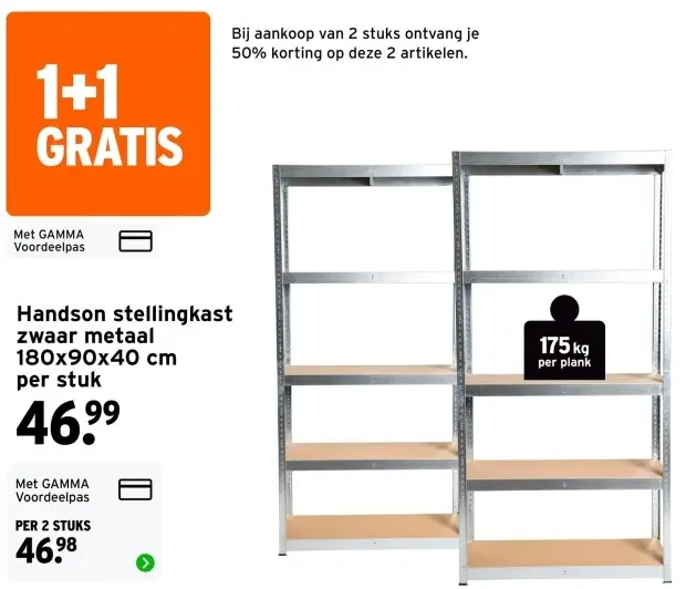 Aanbieding: Stellingkast zwaar metaal 180x90x40 cm