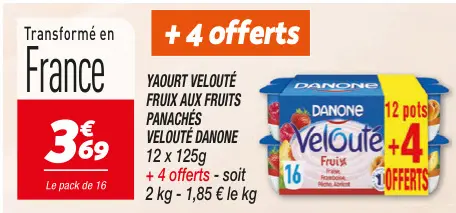Offre: Yaourt velouté fruix aux fruits panachés