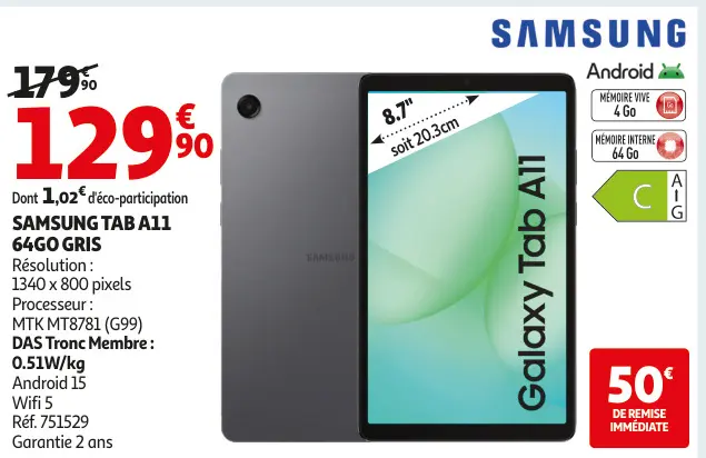 Offre: Samsung tab a11