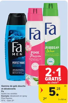 Offre: Gamme de gels douche et déodorants Fa