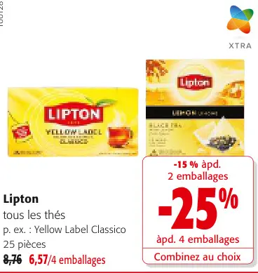 Offre: Lipton tous les thés
