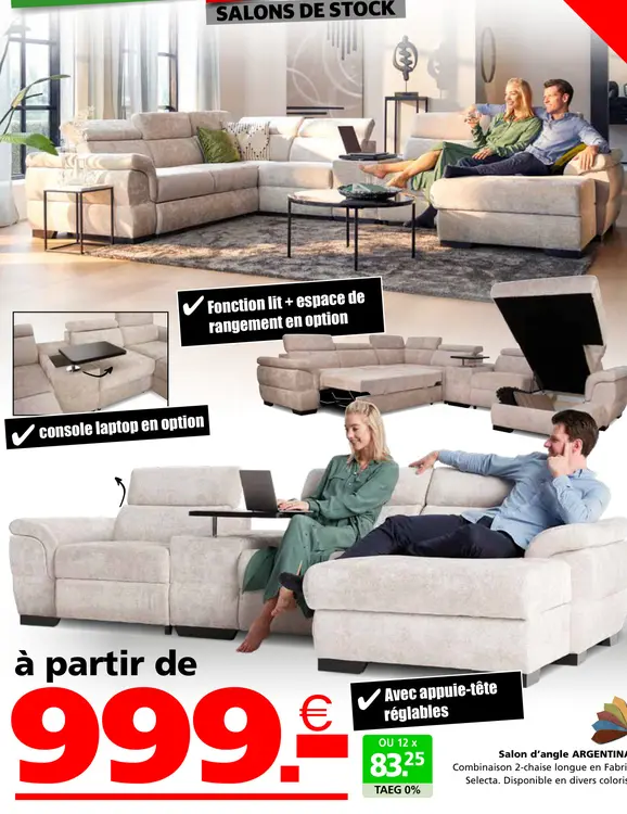 Offre: Salon d'angle ARGENTINA