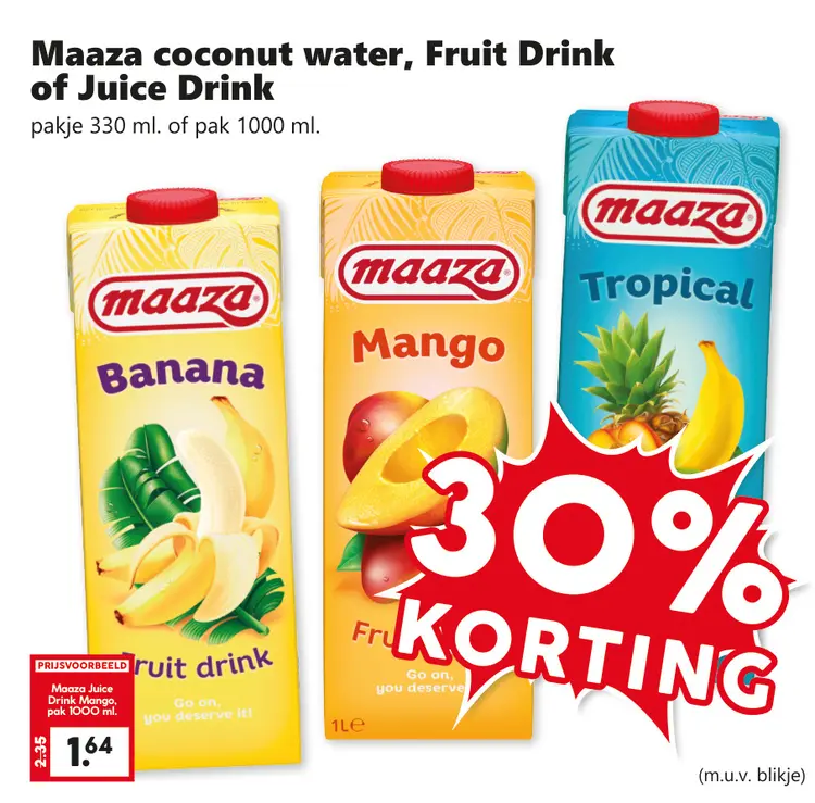 Aanbieding: Maaza coconut water, Fruit Drink of Juice Drink