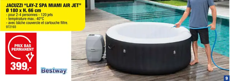 Offre: Bestway Lay-Z-Spa Miami AirJet jacuzzi 180x66 cm 2-4 personnes