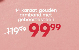 Aanbieding: 14 karaat geelgouden armband met geboortesteen hanger