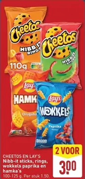 Aanbieding: CHEETOS EN LAY'S Nibb-it sticks, rings, wokkels