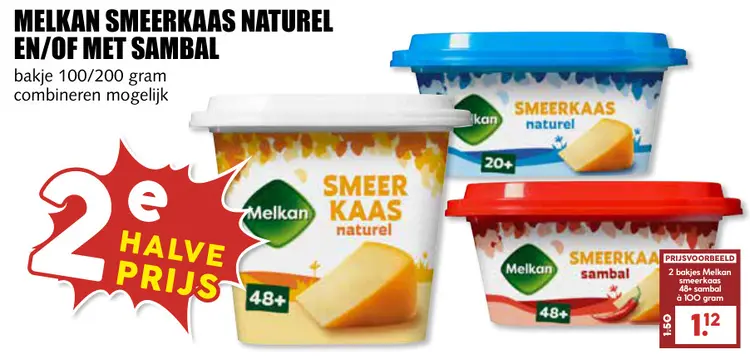 Aanbieding: Smeerkaas naturel en/of met sambal