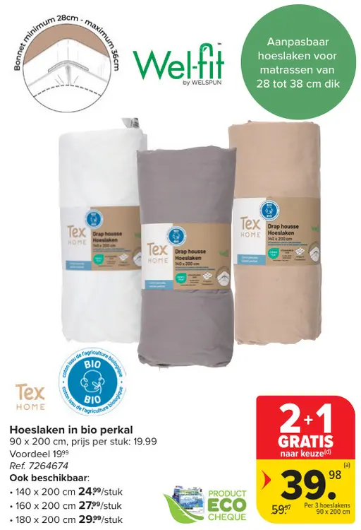 Promotie: Hoeslaken in bio perkal