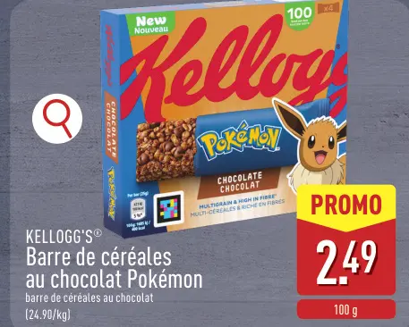 Offre: Barre de céréales au chocolat Pokémon