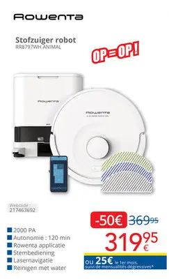 Promotie: Stofzuiger robot RR8797WH ANIMAL