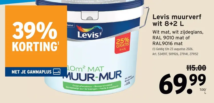 Promotie: Levis muurverf wit