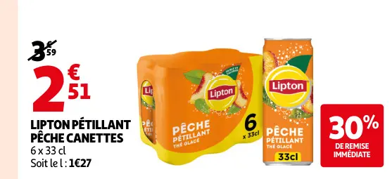 Offre: Pétillant pêche canettes