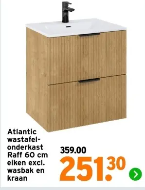 Aanbieding: Atlantic wastafel-onderkast Raff 60 cm eiken
