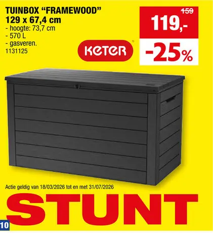 Promotie: Keter Framewood opbergbox 570l antraciet
