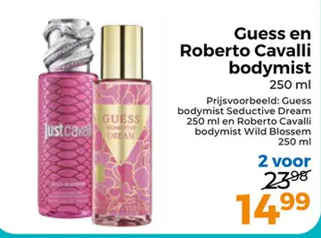 Aanbieding: Guess en Roberto Cavalli bodymist