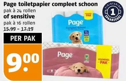 Aanbieding: Page toiletpapier compleet schoon of sensitive