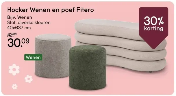 Aanbieding: Hocker Wenen en poef Fitero