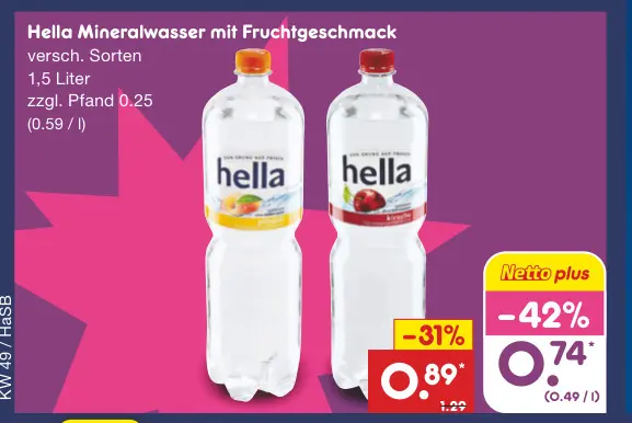 Aanbieding: Mineralwasser mit Fruchtgeschmack