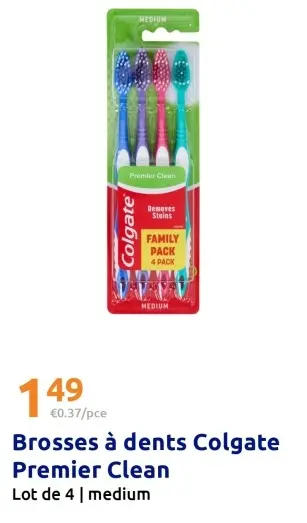 Offre: Brosses à dents Colgate Premier Clean