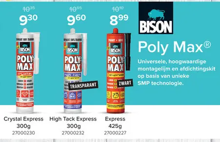 Promotie: Bison Poly Max Original Express - 425g - Zwart