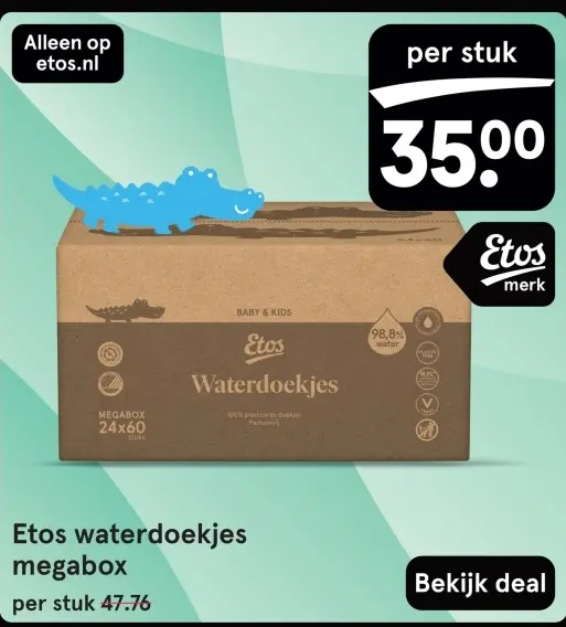 Aanbieding: Etos waterdoekjes megabox