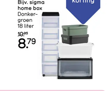Aanbieding: Sigma home box 18 liter - donkergroen - 35,2x25,3x24,3 cm