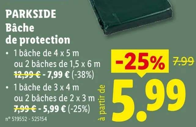Offre: Bâche de protection